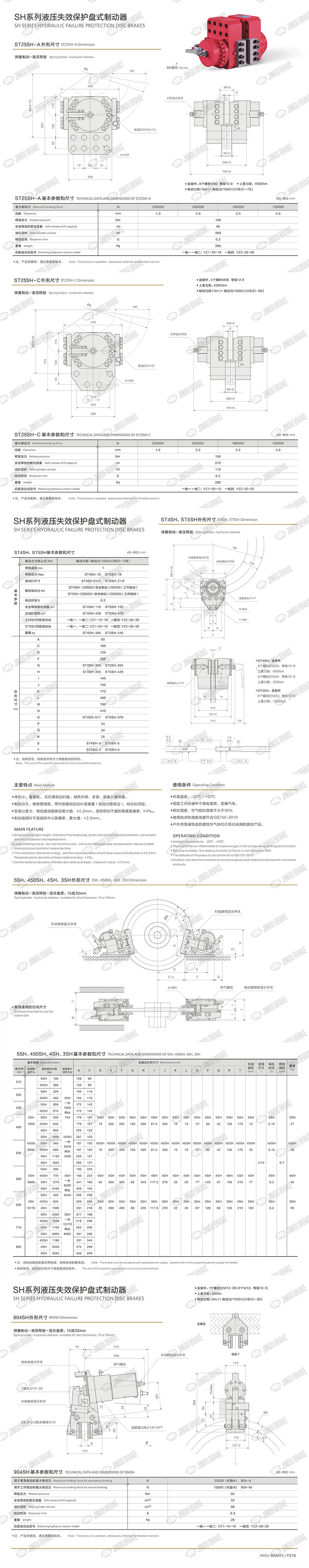 SH系列液壓失效保護(hù)盤式制動器